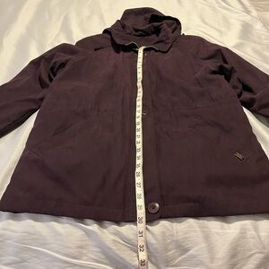 London Fog Deep Purple Outerwear Quilted Coat Removable Hood Full Zipper Size M